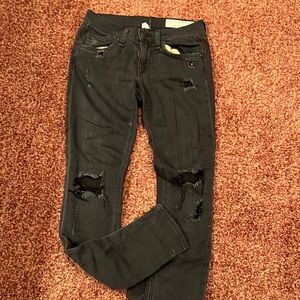 Rag & Bone dark grey skinny jeans with rips, size 25